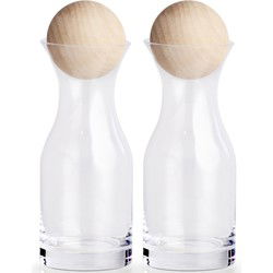 Zeller Flessen/karaffen - 2x stuks - met bal dop - glas - 250 ml - Olie- en azijnstellen