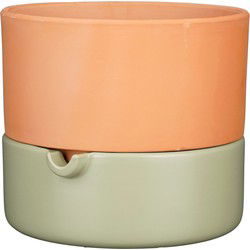 Mica Decorations Bloempot Venna - 24x24x20.5 cm - Terracotta - Lichtgroen