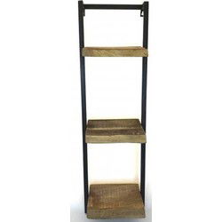 Wandrek van Mangohout - Industrieel Wandrek - Hout en Metaal Wandrekken - Wanddecoratie - 30 x 25 x 100 cm hoog