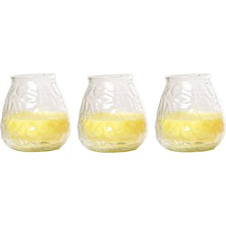 Citronella lowboy tafelkaars - 3x - 10 cm - 40 branduren - citrusgeur - Waxinelichtjes
