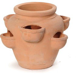 Bloembak Aardbeienpot whitewash 6 cm cups d35 cm h28,5 cm Mcollections