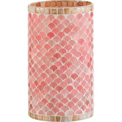  J-Line Theelichthouders Glas Mozaiek Roze Beige - Large