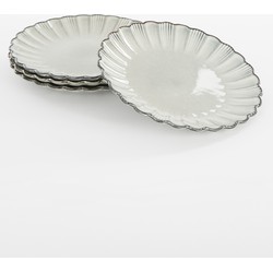 Mica Decorations Corfu Dinerbord - Set van 4 - H2,5 x Ø26,5 cm - Keramiek - Grijs