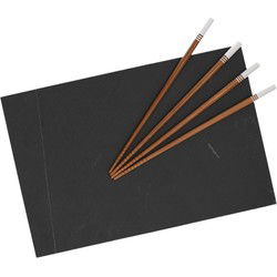 Leisteen sushibord 30 cm met 4 eetstokjes wit - Serveerplanken