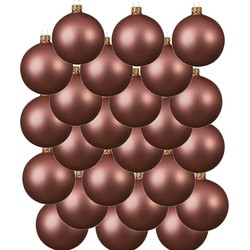 24x Glazen kerstballen mat oud roze 8 cm kerstboom versiering/decoratie - Kerstbal