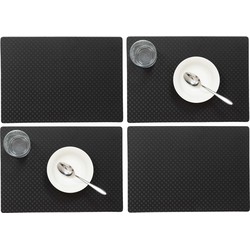 Set van 6x stuks stevige luxe Tafel placemats Zafiro zwart 30 x 43 cm - Placemats