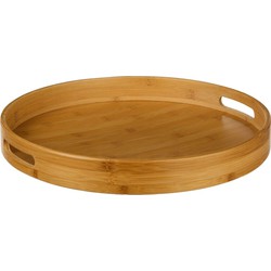 Decopatent® Houten Dienblad Rond - Ø40 Cm - Rond Koffie / Thee dienblad - Dienblad met handvatten - Bamboe hout - 40 x 40 x 5 Cm