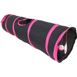 Speeltunnel nylon 85x25 cm zwart/roze