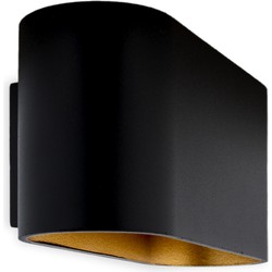 Groenovatie Wandlamp Ovaal, Vast, G9 Fitting, Mat Zwart / Goud