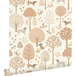 ESTAhome behang honden beige en zacht roze - 50 x 900 cm - 139710