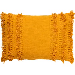 Dutch Decor FARA - Sierkussen 40x60 cm - 100% katoen - met franjes - Golden Glow - geel - Dutch Decor