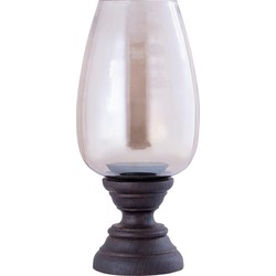 PTMD Windlicht Qez - 20x20x44 cm - Glas - Bruin