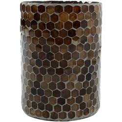 PTMD Nori Windlicht - 14 x 14 x 20 cm - Glas - Bruin