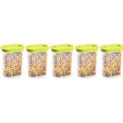 Plasticforte Voedselcontainer strooibus - 5x - groen - inhoud 1 liter - kunststof - 15 x 7 x 19 cm - Voorraadpot