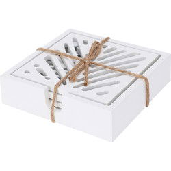 HS Collection - onderzetters glazen - 4x - hout - wit - 10 cm - Glazenonderzetters
