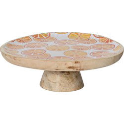 Decoplateau mangohout d27h9 cm ornje