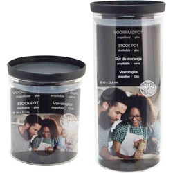 Voorraadpot/weckpot set - 4x stuks - Stapelbaar - Glas - Weckpotten