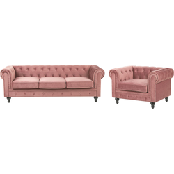 CHESTERFIELD - Bankenset  - Roze - Fluweel