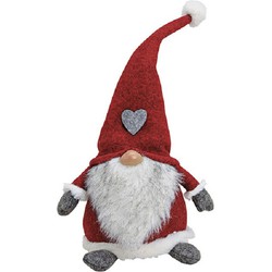 Pluche gnome/dwerg decoratie pop/knuffel wit/rood/grijs 16 x 20 x 40 cm - Kerstman pop