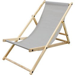 ECD Germany opvouwbare houten ligstoel,3 ligstanden,tot 120 kg, lichtgrijs, ligstoel tuin ligstoel relax ligstoel strand