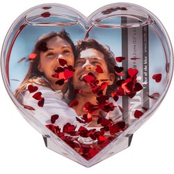 Hartvormige 3D fotolijst hartjes confetti - 9 x 9 cm - Valentijnsdag - Fotolijsten