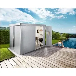 BIOHORT | Berging Neo | Zilver Metallic | Formaat 1A | 180 x 180 | Standaard deur