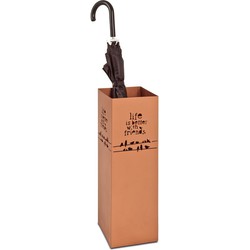 Paraplubak - Rosé-goud Parapluhouder - Kunststof lekbak - Metalen paraplustandaard - 16 x 16 x 48 cm