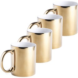 4x Gouden koffie mokken/bekers met metallic glans 350 ml - Bekers