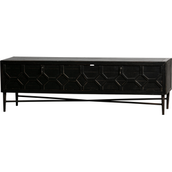 BePureHome Bequest Tv Meubel/ Salon Tafel - Hout - Zwart - 50x160x45