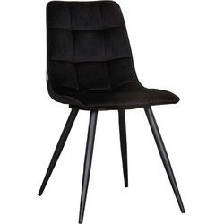 LABEL51 Eetkamerstoel Bistro - Zwart - Fluweel - Black Frame