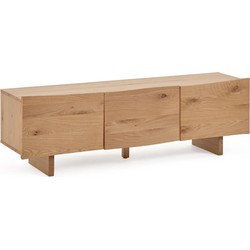 Kave Home - Rasha 4-deurs TV-meubel in eikenfineer met natuurlijke afwerking, 160 x 45 cm