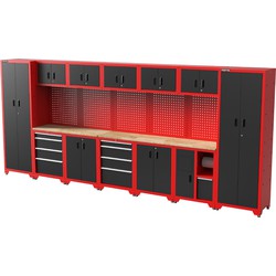 Feistos Gereedschapswand Hoge kast Juno 12 - 46x462x198cm - Zwart/Rood