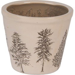 Clayre & Eef Bloempot Beige Keramiek Dennenbomen