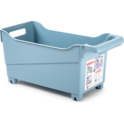 Plasticforte opberg Trolley Container - ijsblauw - op wieltjes - L38 x B18 x H18 cm - kunststof - Opberg trolley