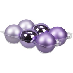 6x stuks glazen kerstballen amethyst paars 8 cm mat/glans - Kerstbal