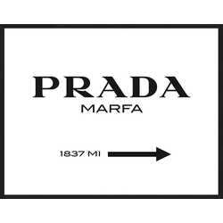 Any Image Print 'Prada Marfa' - Schilderij - Wanddecoratie - Inclusief beukenhouten lijst - Poster - 73x93cm - Zwarte lijst met Passe Partout