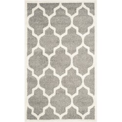 Safavieh Trellis Indoor/Outdoor Woven Area Rug, Amherst Collection, AMT420, in Dark Grey & Beige, 91 X 152 cm