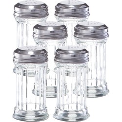 Zeller Peper en zout stel - 3x - glas/metaal - D5 x H9 cm - strooiers - Peper en zoutstel