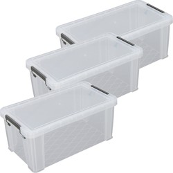 Allstore Opbergbox - 3x stuks - 7,5 liter - Transparant - 25 x 19 x 16 cm - Opbergbox