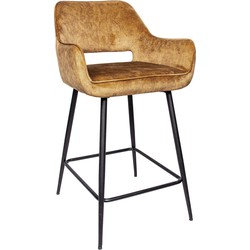 PTMD Fal LOW Velvet Rust bar stool black metal leg