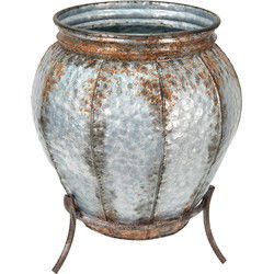 Clayre & Eef Vaas  Ø 24x38 cm Grijs Bruin Ijzer Decoratie Vaas