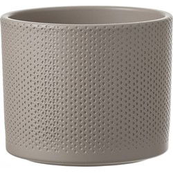 Mica Decorations Bloempot - taupe - relief - keramiek - 17 x 14 cm - Plantenpotten