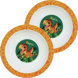 Jurassic World dinosaurus bord - 2x - diep - D16 cm -kunststof - kinderbord - Kinderservies