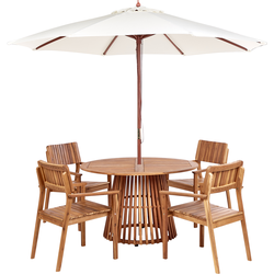 AGELLO - Tuinset voor 4 met parasol - Lichthout - Acaciahout