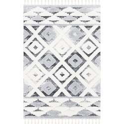 Safavieh Shaggy Indoor Woven Area Rug, Moroccan Tassel Shag Collection, MTS661, in Grey & Ivory, 91 X 152 cm