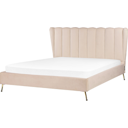 MIRIBEL - Tweepersoonsbed - Beige - 160x200 -  Fluweel