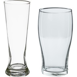 Bierglazen set - pilsglazen fluitje/pint glazen - 8x stuks - glas - Bierglazen