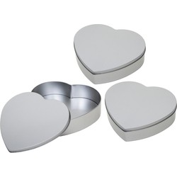 Hartje cadeau opbergblik/bewaarblik - 3x - 18 cm - Cadeauverpakking - Voorraadblikken