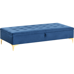 Beliani ABERDEEN - Ottomaan-Blauw-Fluweel