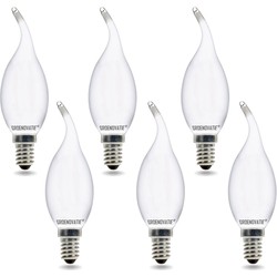 Groenovatie E14 LED Filament Kaarslamp Tip 2W Warm Wit Dimbaar Mat 6-Pack